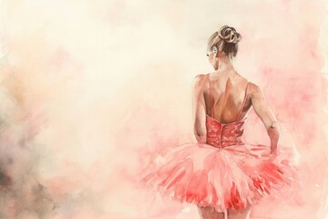 a painting of a ballerina in a pink tutu - obrazy, fototapety, plakaty
