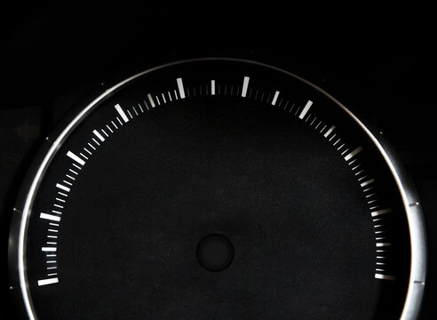 Empty Speedometer of Car with no digits and needle, black speedometer with free space