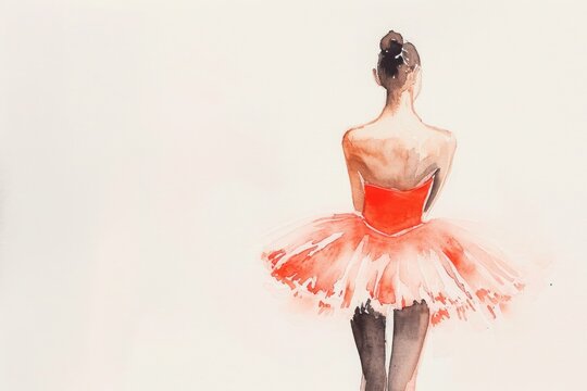 a painting of a ballerina in a orange tutu