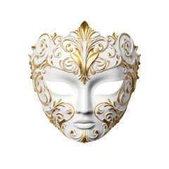 Ornate, bright, colorful carnival mask isolated on a white background.