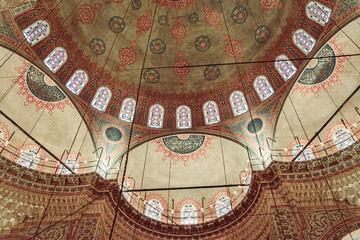 Naklejka premium Inside architecture of blue Mosque in Istanbul 