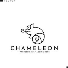 Abstract chameleon logo. Outline style  © Aleksei_7799