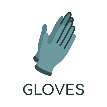 Pair of leather gloves. Word for the dictionary. Item of clothing, accessory. Learning English for children. Wardrobe. Language training. Isolated object. Flat design. Color image. Vector illustration