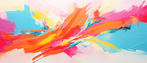 An energetic and colorful abstract artwork with confident and eye-catching brushstrokes.
