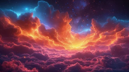 Fototapeten Niebo pełne kolorowych chmur i gwiazd. © Artur