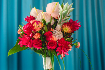 A bouquet is a collection of flowers in a creative arrangement, used widely in weddings, the...