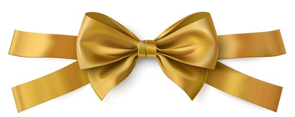 wrapped gold ribbon isolated on white with bow
