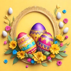 charming Easter composition with intricately designed Easter eggs adorned with golden accents