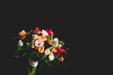 A bouquet is a collection of flowers in a creative arrangement, used widely in weddings, the symbolism depends on the types of flowers used and culture. Wedding bouquet 