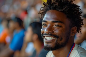 Portrait of a young soccer fan enjoying a soccer match at a stadium
