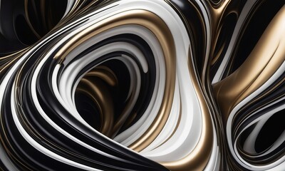 a black and gold abstract painting wallpaper with white and black swirl_9