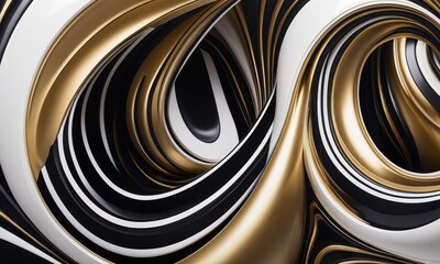 a black and gold abstract painting wallpaper with white and black swirl_8