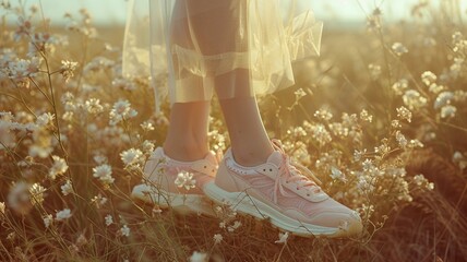 Bride Wearing Pink Sneakers at Wedding Ceremony