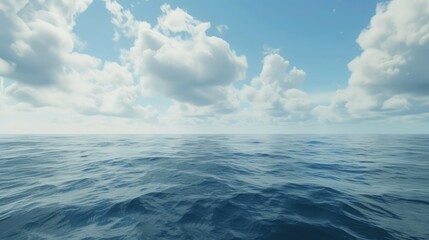 Blue sea with white clouds. Computer generated 3D photo rendering.
