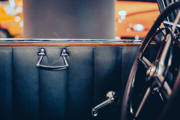 The interior of the front door of an oldtimer old car