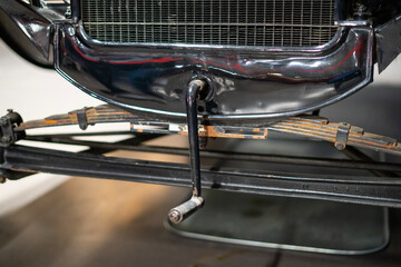 Black oldtimer old car front starter lever, crank
