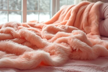 Gentle embrace of peach fluff: a feeling of coziness and warmth in an ocean of softness