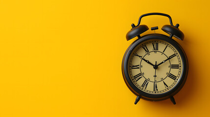 alarm clock on a yellow  background alarm clock on a black background