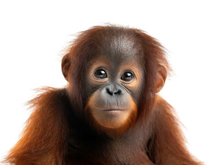 Orang utan baby isoliert auf weißen Hintergrund, Freisteller 