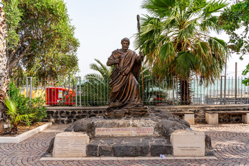 Statue of Petrus at Caparnaum at the Sea of Galilee