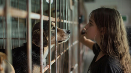 A teenager volunteering at a local animal shelter, advocating for the rights and welfare of animals, guided by the compassion and empathy of Indigo children towards all living bein