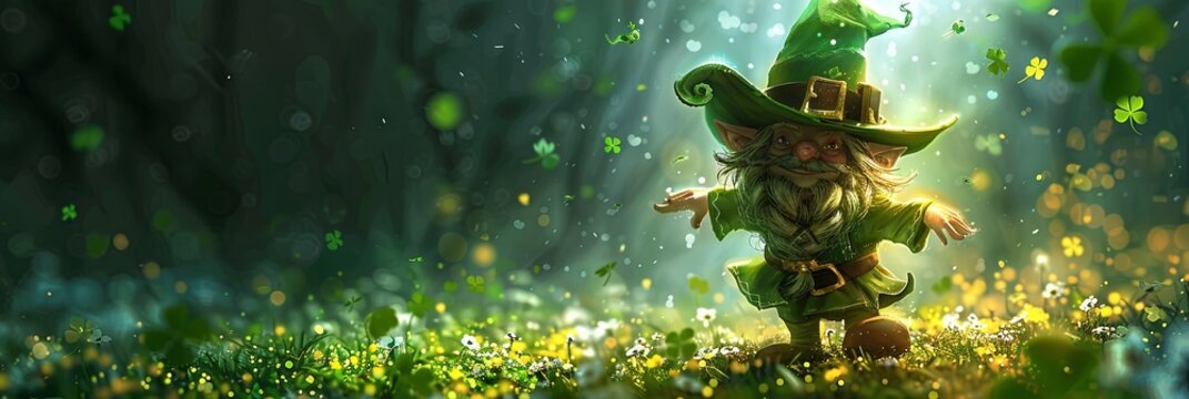 Dancing Leprechaun Cartoon for St. Patrick's Day Background

