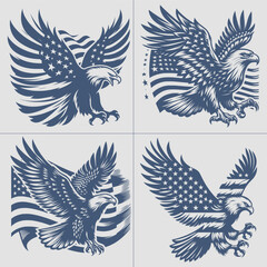 Obraz premium Eagle With American Flag Vector , 4th of July vector File