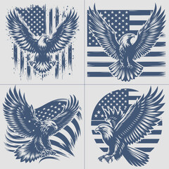 Eagle With American Flag Vector , 4th of July vector File - obrazy, fototapety, plakaty