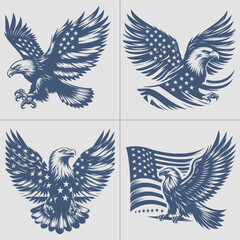 Eagle With American Flag Vector , 4th of July vector File