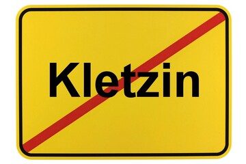 Illustration eines Ortsschildes der Gemeinde Kletzin in Mecklenburg-Vorpommern