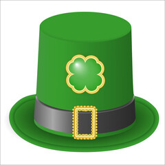 green hat for St. Patrick's Day, isolated on a white background. Vector illustration
