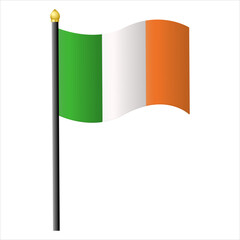 Ireland St. Patrick's Day flag isolated on white background. Vector illustration