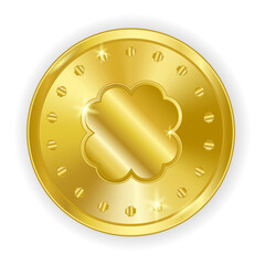 St. Patrick's Day gold coin isolated on white background. Vector illustration