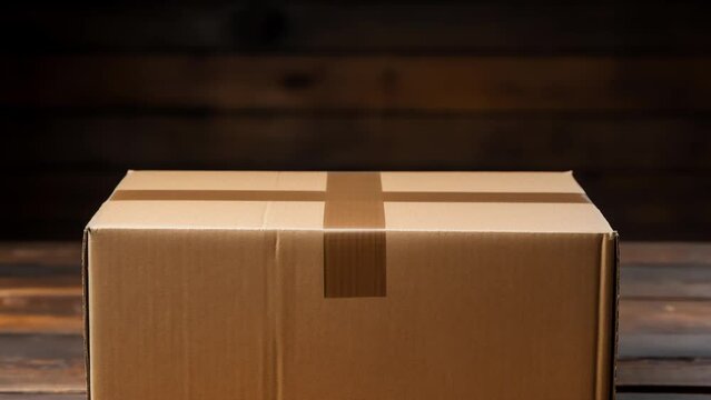 Cardboard box closed with black tape