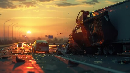 Accident on a highway created with Generative AI