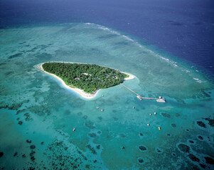 Aerial view of Green Island on the Great Barrier reef, Queensland, Australia. - 738956986
