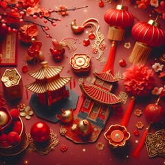 Naklejka premium chinese new year lanterns