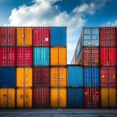 Fototapeta premium Stacked Cargo Containers in the Port