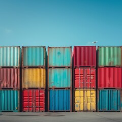 Fototapeta premium Stacked Cargo Containers in the Port