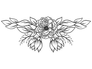Hand Drawn Flower Line Art Illustration
