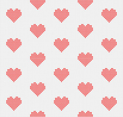 Pixel design Hearts seamless pattern stock illustration.