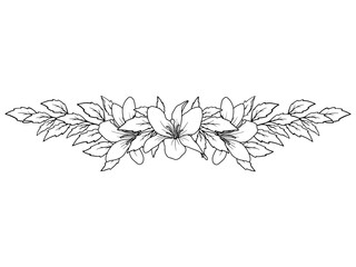 Flower Line Art Arrangement Illustration
