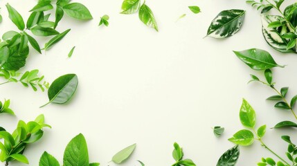 Fototapeta premium A lush gathering of verdant leaves, fragrant with the essence of herbs like basil and mint, creating a refreshing and invigorating display of natural greenery