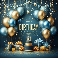 Happy birthday moments holiday cheer time to celebrate life party decoration of balloons card expressions of joy event marked by greeting background of festive design