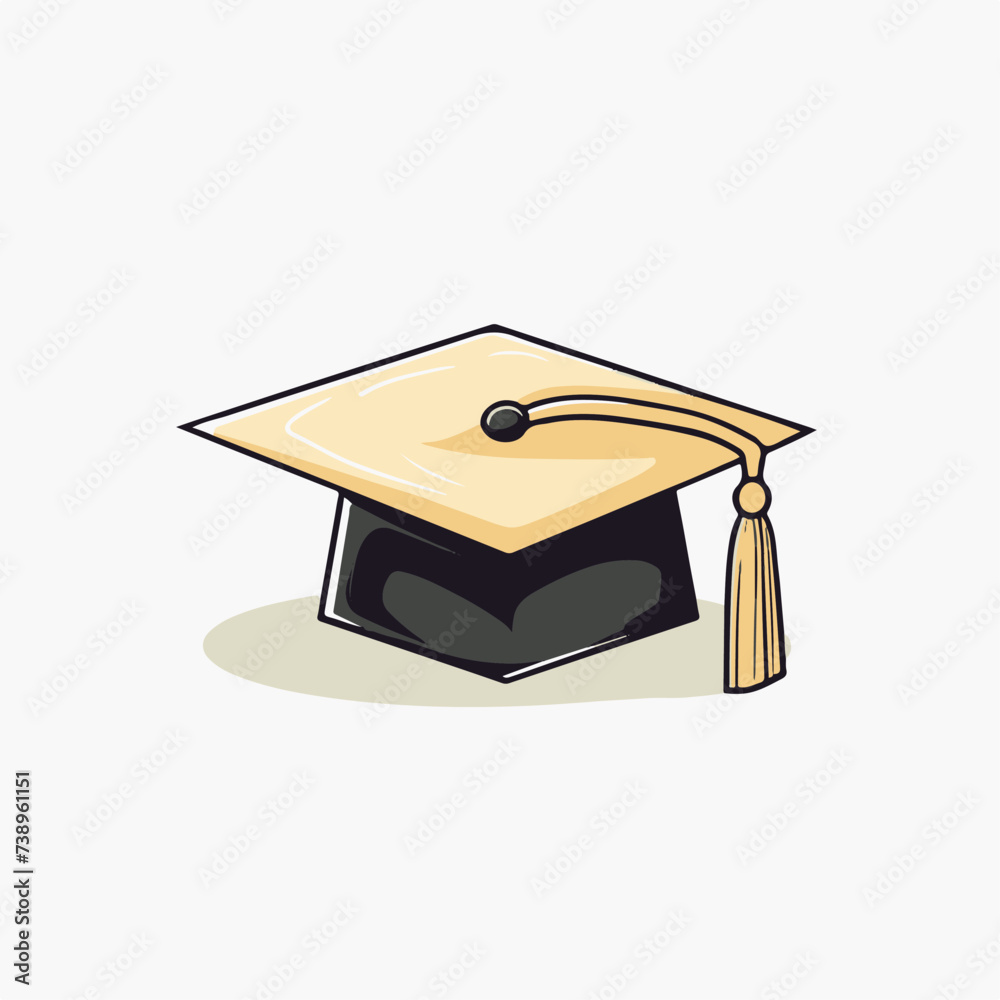 Wall mural Graduation hat in cartoon, doodle style. Image for t-shirt, web, mobile apps and ui. Isolated 2d vector illustration in logo, icon, sketch style, Eps 10. AI Generative - Wall murals