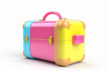 Colorful Suitcase on White Floor