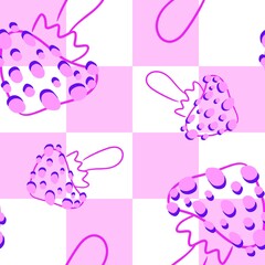 Abstract retro autumn cheskered mushrooms seamless pattern for fabrics and wrapping paper and kids clothes