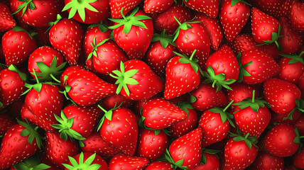 Luscious strawberries in a vibrant, realistic pattern, capturing the essence of sweet freshness with AI Generative.