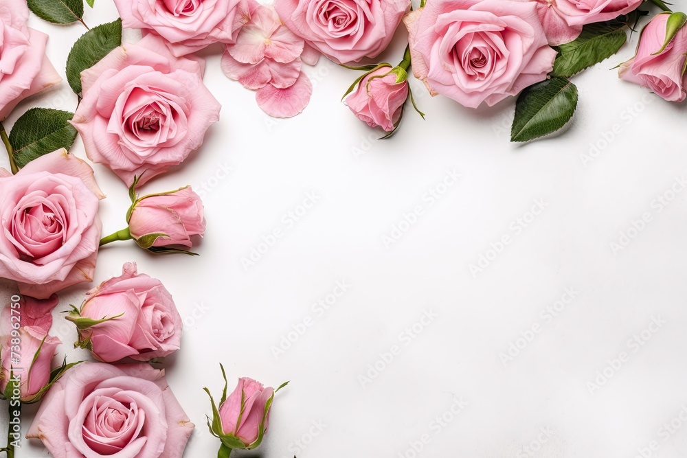 Wall mural blooming pink roses flowers