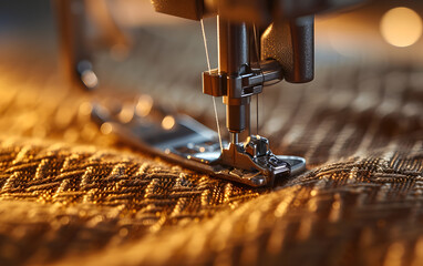 close up of sewing machine - obrazy, fototapety, plakaty